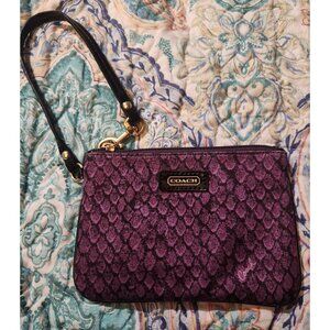 Coach Snake Print Satin Wristlet